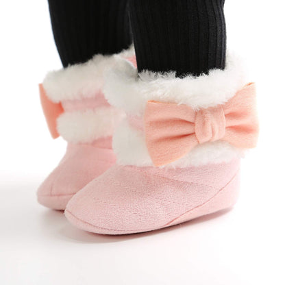 LACOFIA Baby Girls Soft Sole Winter Boots Toddler Warm Fleece Slippers Crawling Shoes