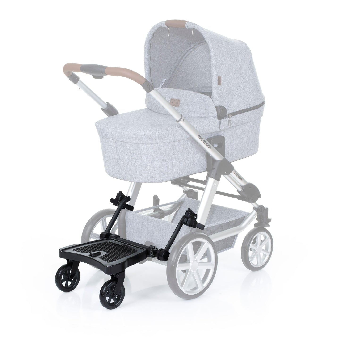 ABC Design Kiddie Ride On 2 Pedal ABC Design Wheelie Board Black Universal Suitable for Standard Pushchairs and Buggies Roller Board for Buggies up to 20 kg