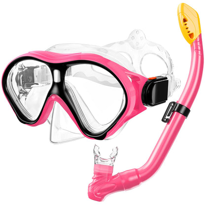 Gintenco Schnorchelset Kinder, Taucherbrille Kinder mit Schnorchel Anti-Fog Panorama-Weitsicht, Anti-Leck schnorchelmaske,Tauchmaske für Schwimmen Schnorcheln 4-16 Jahre