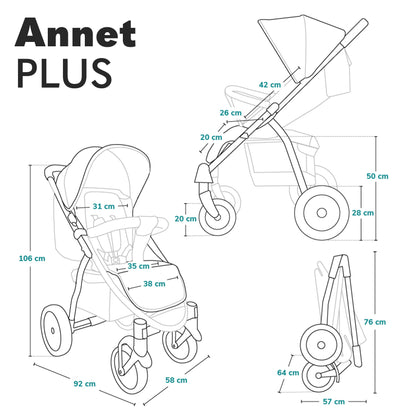 LIONELO Annet Plus Buggy up to 22 kg with Reclining Function, Small Folding Pushchair with Accessories, EVA Foam Wheels, Mosquito Net, Foot Cover Drink Holder, Basket Dreamin