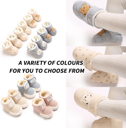 Baby Winter Shoes Warm Baby Shoes Winter Non-Slip Adjustable Newborn Snow Shoes First Walking Shoes Lined Thermal Fleece Crawling Shoes Slippers Winter Boots 0-18 Months 
