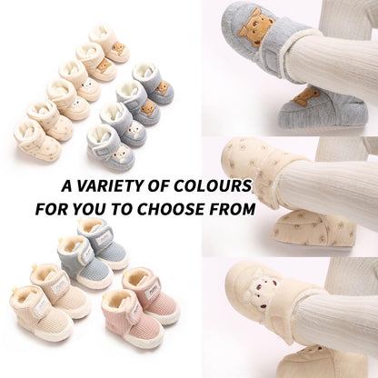 Baby Winter Shoes Warm Baby Shoes Winter Non-Slip Adjustable Newborn Snow Shoes First Walking Shoes Lined Thermal Fleece Crawling Shoes Slippers Winter Boots 0-18 Months
