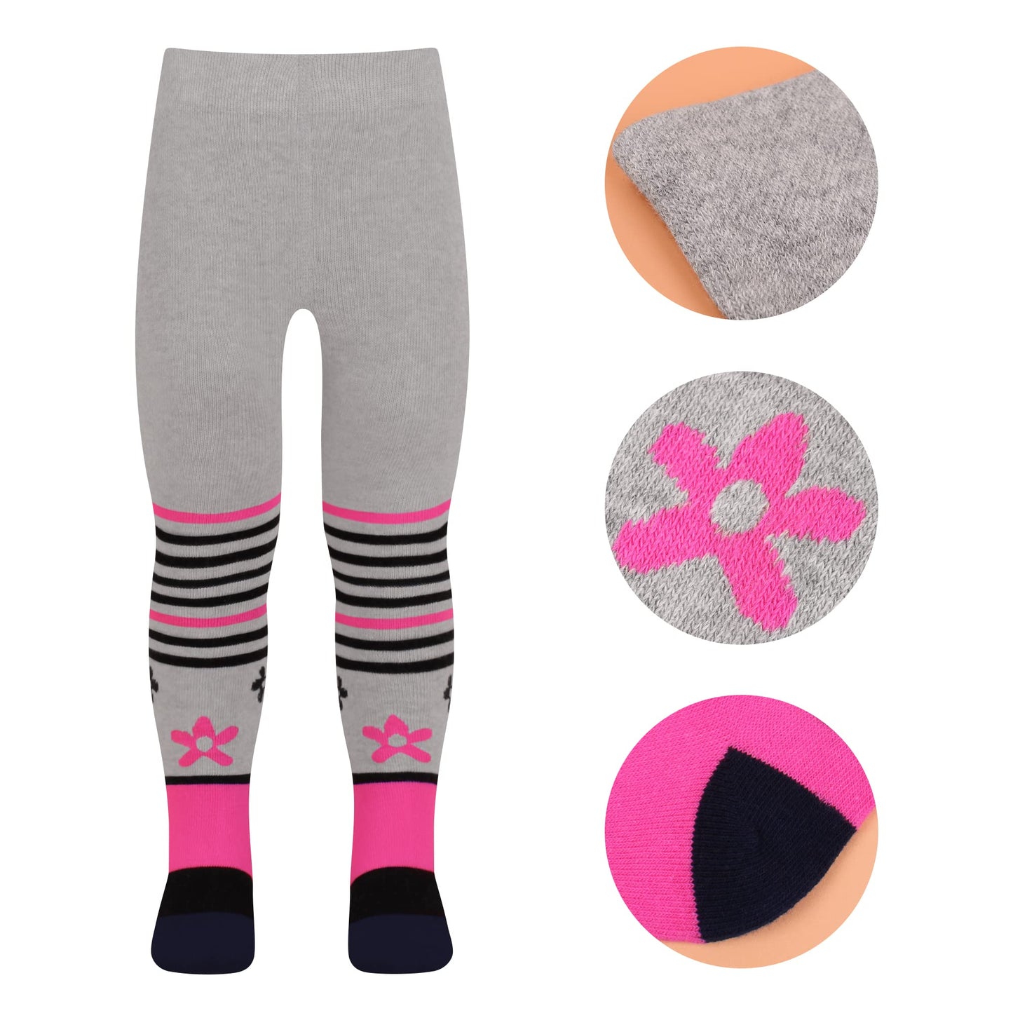 L&K-II Pack of 4 Baby Tights for Baby Girls with Dots Stripes Carzen and Butterfly Motif 2762