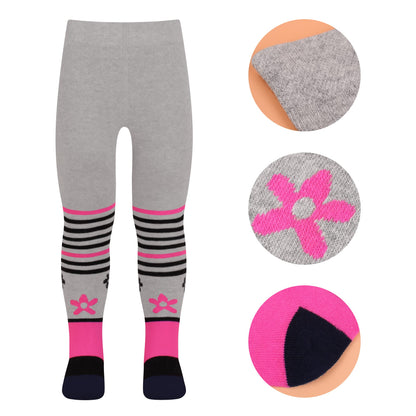 L&K-II Pack of 4 Baby Tights for Baby Girls with Dots Stripes Carzen and Butterfly Motif 2762