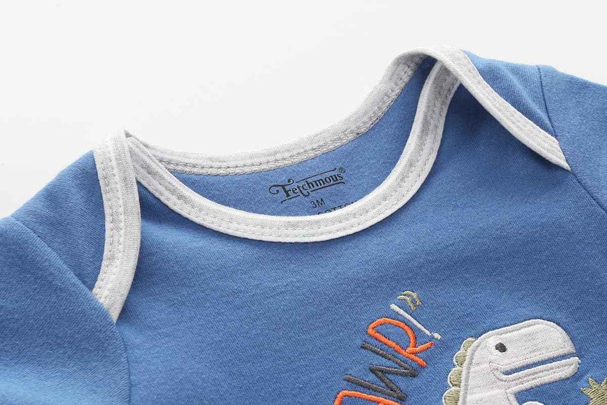 Kiddiezoom Baby Boys Pack of 3 Short-Sleeved Bodysuit Organic Onesies
