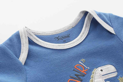 Kiddiezoom Baby Boys Pack of 3 Short-Sleeved Bodysuit Organic Onesies