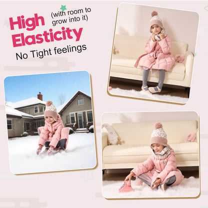 Winter Hat Girls Kids Beanie Earflap Pompom Baby Knitted Hat Girls 
