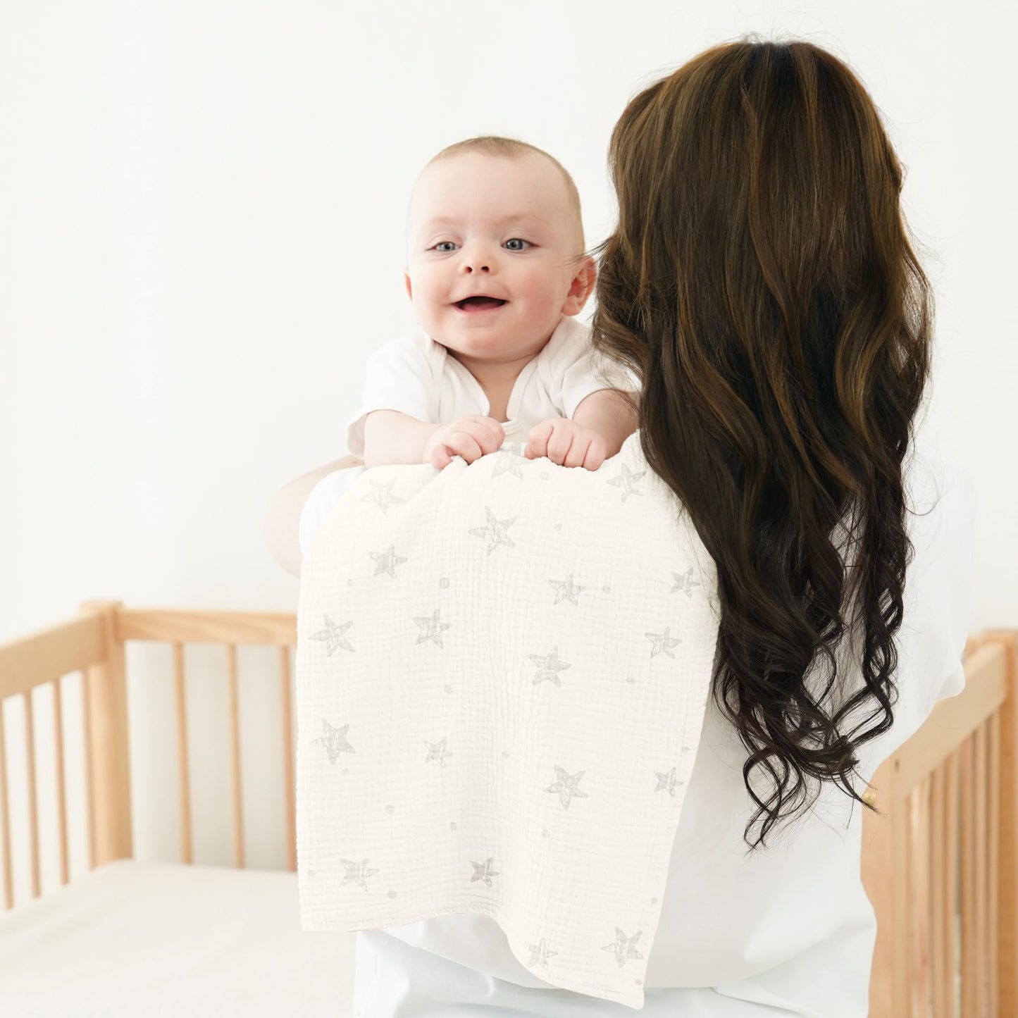 Bearmoss Moltontücher Baby 100% Baumwolle Weiche Spucktücher Baby,Atmungsaktiv und Extrem Saugfähig Musselin Tuch für Saugstark Mulltücher 4er 60x60cm (Brauner Druck)