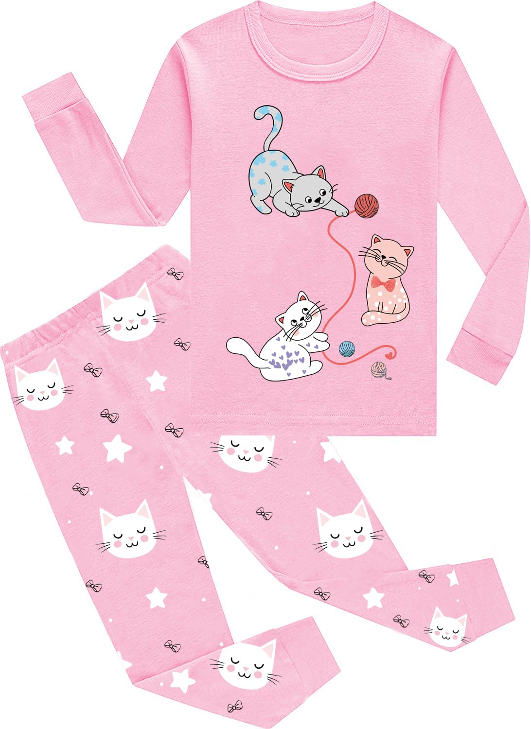 EULLA Children's Girls' Pyjamas Long Sleeve Cotton Winter Pyjama Set Unicorn Princess Dino Rabbit Owl Two Piece Sleepwear 1-10 Years 92 98 104 110 116 122 128 134 140