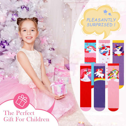 PHOGARY 6 Pairs of Knee Socks for Girls, Cute Socks Colourful Socks Children, Warm Knee Socks Children, Medium Calf Length, Long Knee Socks Girls from 3 to 12 Years, One Size