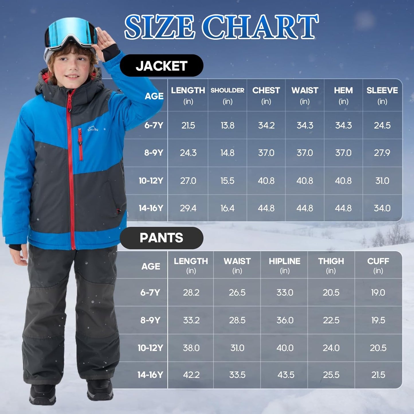 Kinder Schneeanzug für Jungen, Winter Skijacke und Hosen Set mit Kapuzenriemen, winddicht, wasserdicht, warmer Mantel