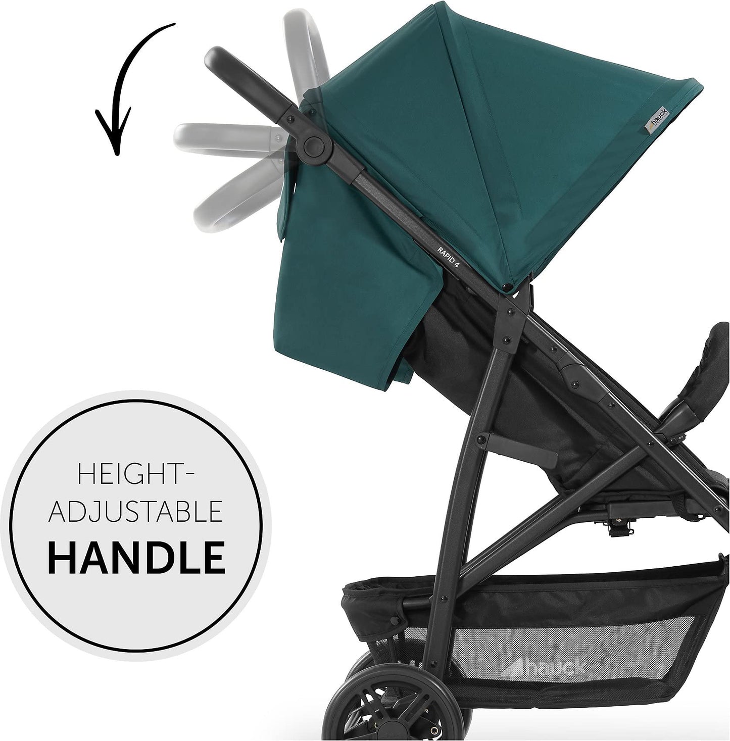 hauck Rapid 4, Grey - Pushchair from Birth up to 22 kg, Plastic Wheels, Compact & One Hand Folding, Height-Adjustable, Fully Reclining