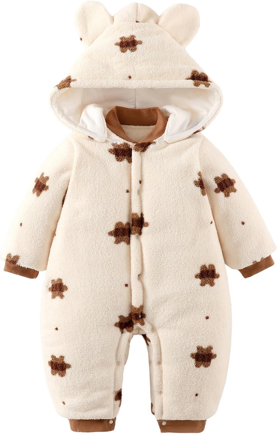 Baby Winter Schneeanzug Neugeborenen Winter Strampler mit Kapuze Fleece Winteranzug Kinder Mädchen Jungen Langarm Overall für 0-12 Monate