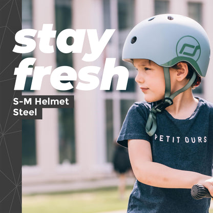 Scoot and Ride Baby Helmet with Adjustable Straps - Matte Finish - Small and Medium - Includes LED Safety Light and Soft Fleece Padding for Extra Protection
