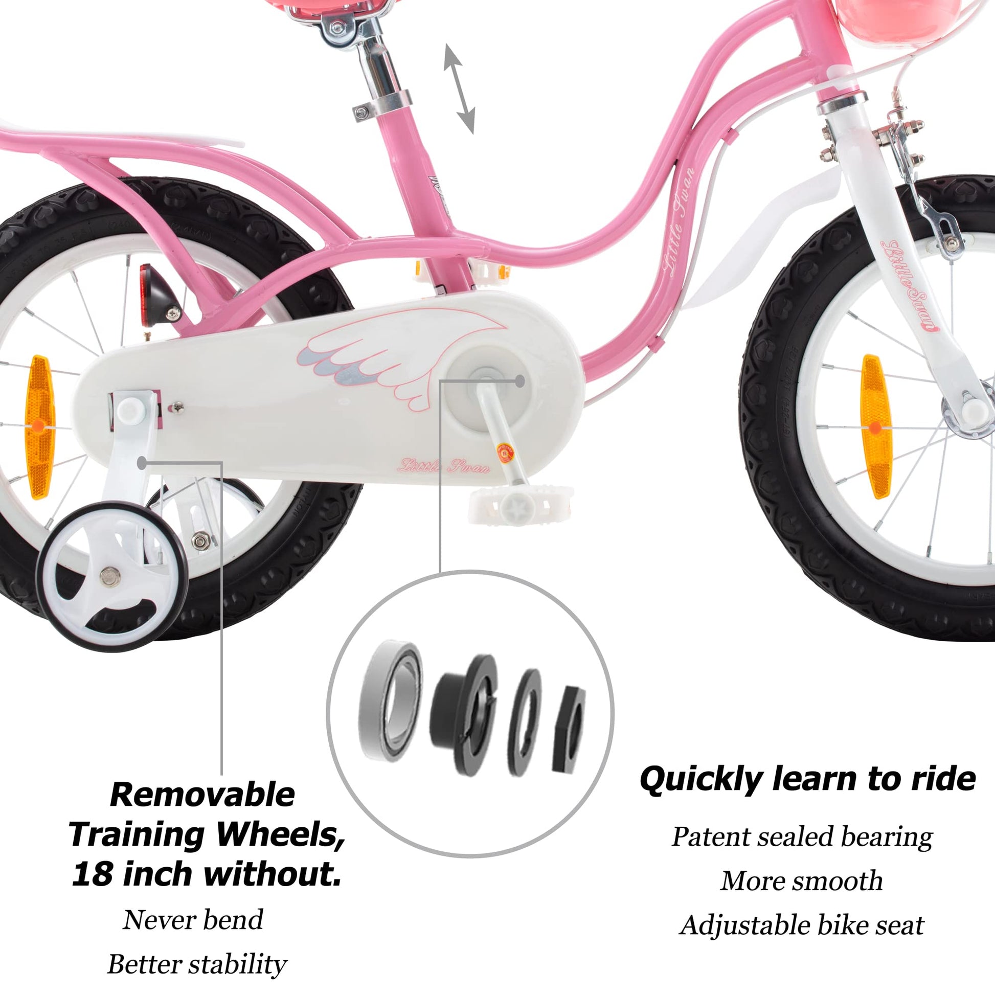 Royal Baby Little Swan Kinderfahrrad Mädchen Fahrrad Stützräder 12 14 16 18 Zoll ab 3-10 Jahre Rosa Kinder Fahrrad - Meloni2