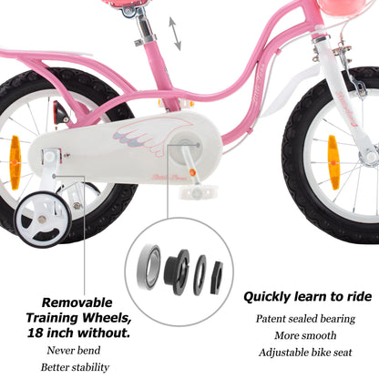 Royal Baby Little Swan Kinderfahrrad Mädchen Fahrrad Stützräder 12 14 16 18 Zoll ab 3-10 Jahre Rosa Kinder Fahrrad - Meloni2