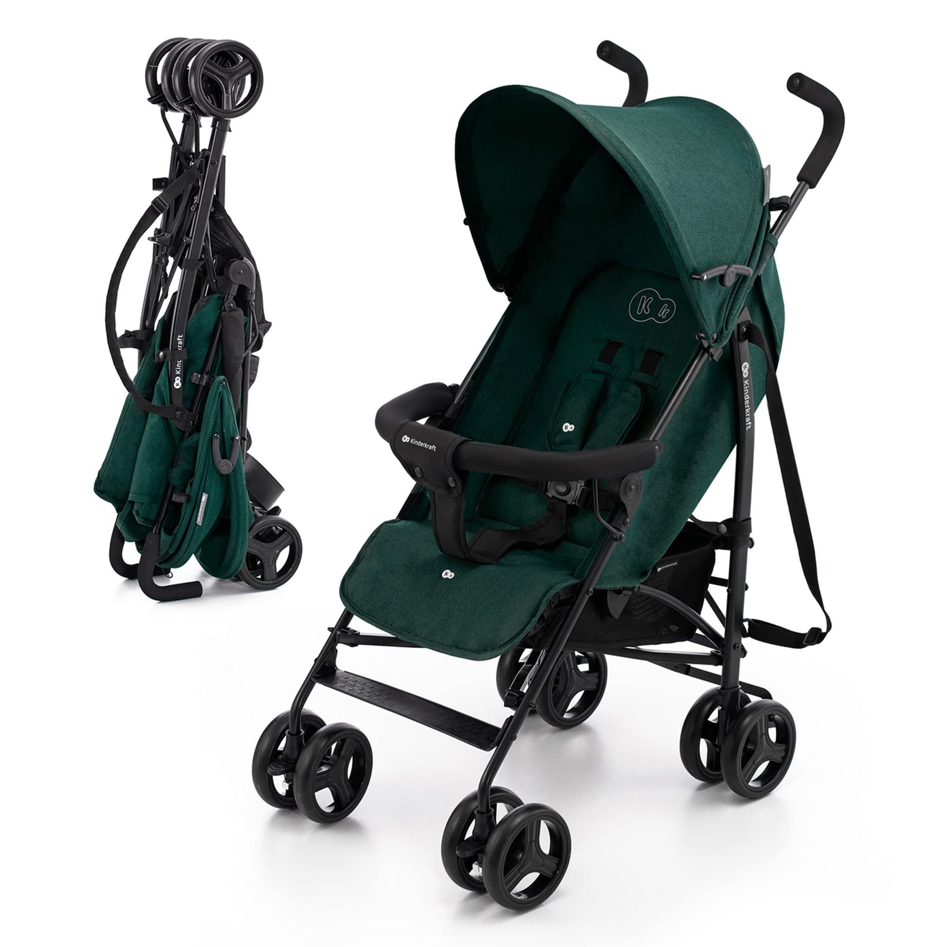 Kinderkraft TIK Kinderwagen, Liegebuggy, Sportwagen, Leicht - 6,5kg, Drehbare Vorderräder, Verstellbarer Griff, Stufenlose Einstellung der Rückenlehne, Schnelles Zusammenklappen, bis zu 17kg, Grün - Meloni2
