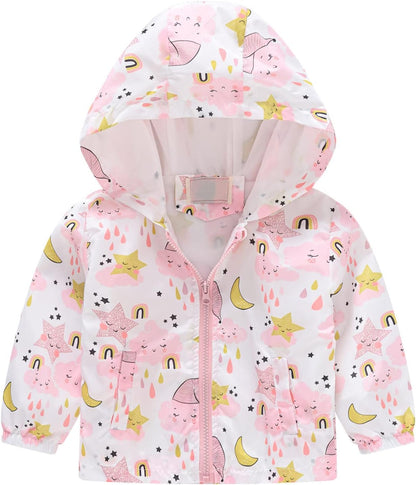 KQIVAM Children's Rain Jacket Transition Jacket Waterproof Outdoor Jacket Windproof with Hood Waterproof Jacket for Children Unisex Rainwear for Girls and Boys 