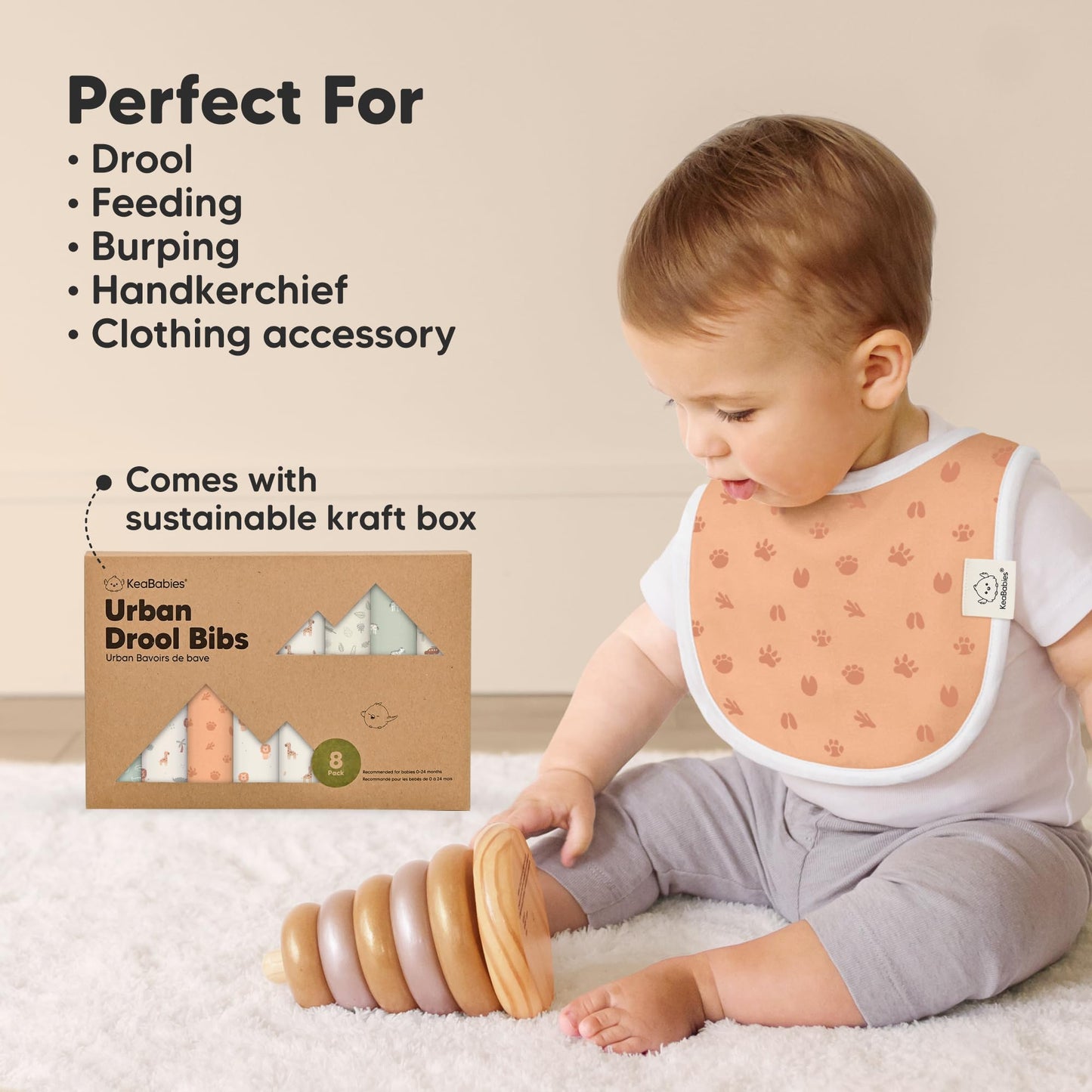 Baby Bibs for Boys &amp; Girls - 8-Pack Organic Cotton Teething Bibs - Baby Bibs for Girls &amp; Boys - Large Bibs for Infants, Toddlers (Wilderness) 