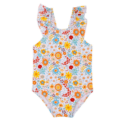TIZAX Badeanzug für Mädchen Einteiliger Schwimmanzug Kleinkind Niedliche Rüschen Bademode Schnell trocknende Sommerferien Bikini für Kinder 2~7 Jahre