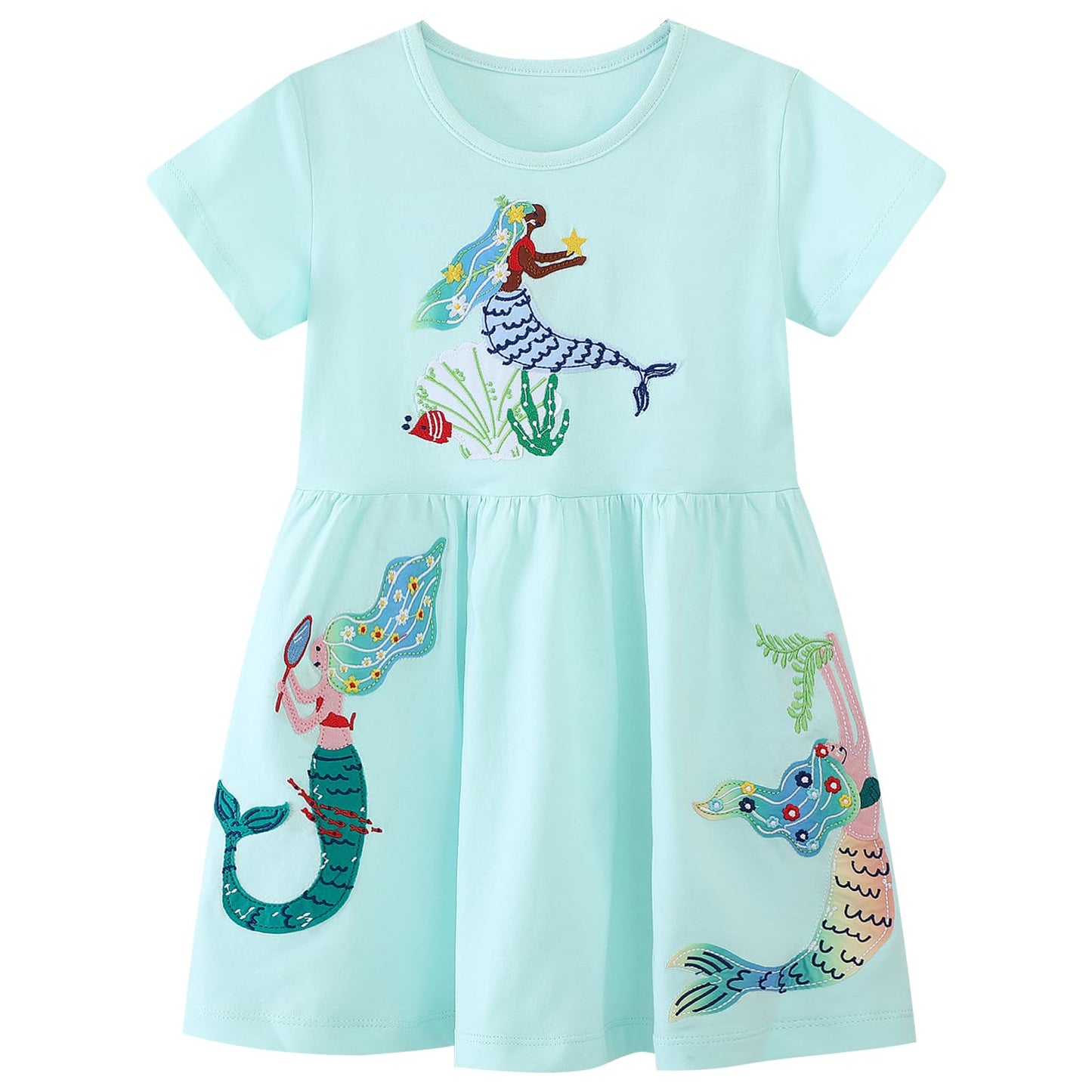 Dinopjs Kleider für Kleines Mädchen Kurzarm Kleid Cartoon-Stil Regenbogen Ozean Prinzessinnenkleid Dino Giraffe Osterhase Meerjungfrau Kinder Prinzessin Kostüm Tägliche Sommer Rock Ferienkleider