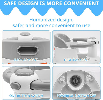 Baby Bath Seat for Babies from 6 Months, Non-Slip Baby Bath Chair, Portable Bath Seat with Suction Cups, Baby Bathtub Toddler Bath Support for Shower (Yellow)