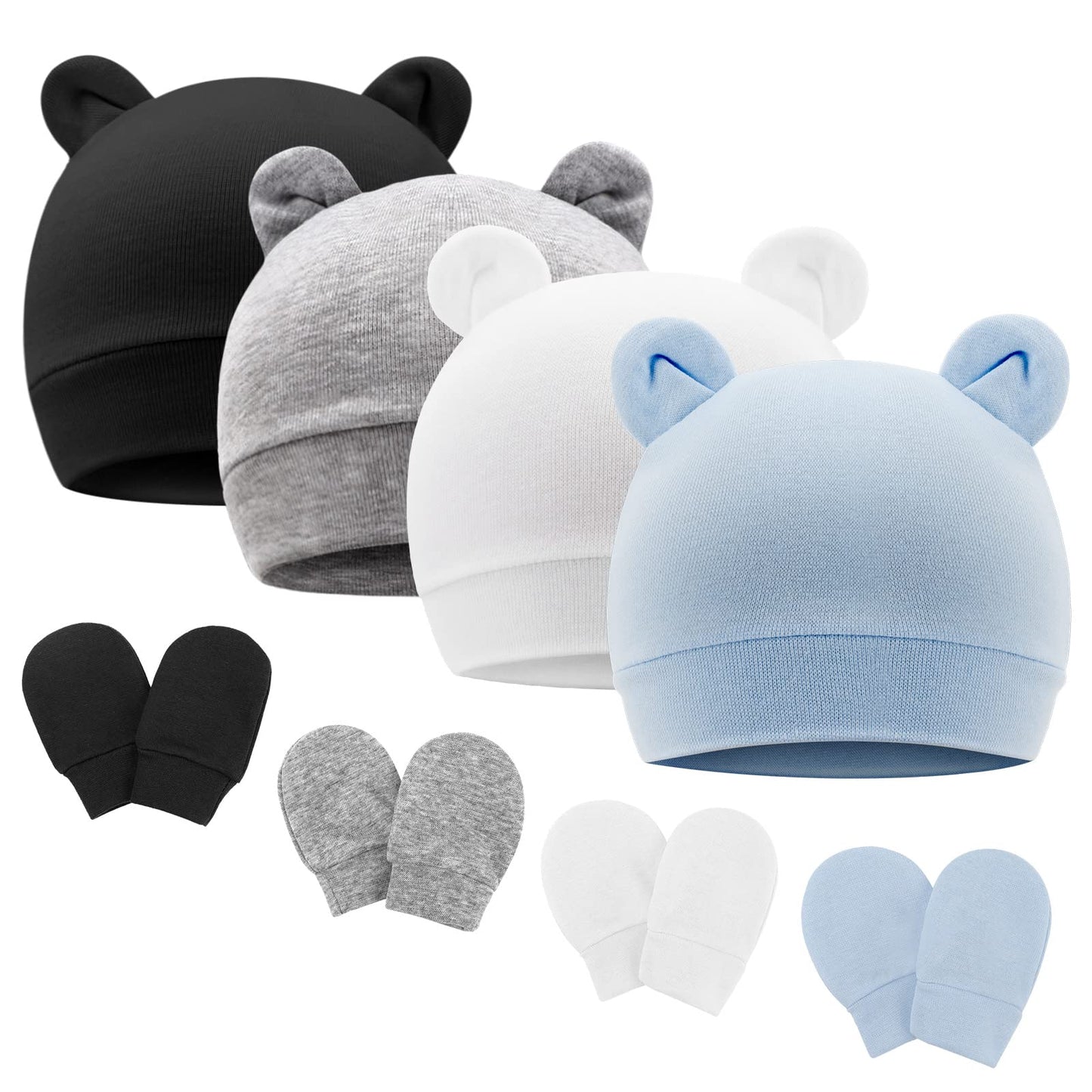 DRESHOW Neugeborenes Baby Mütze Hut und Handschuhe Set Beanie Bekleidung Unisex Infant Hut Kindergarten Mütze Baby Jungen Mädchen 0-6 Monate