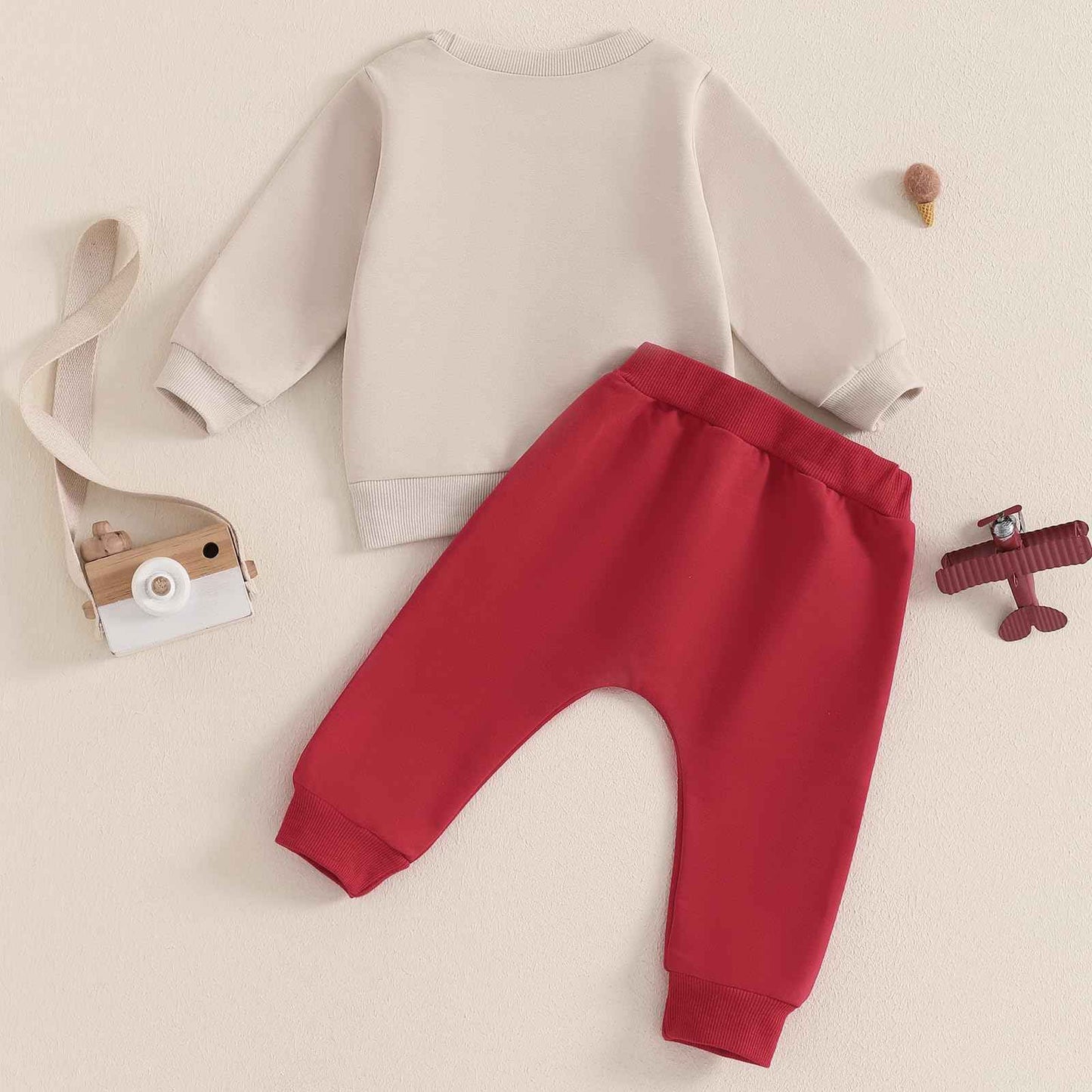 Baby Boys Soft Clothing Sets Toddler Cute Two Piece Outfit Long Sleeve Tractor Print Sweatshirt and Trousers Set Autumn Winter Jogging Suit