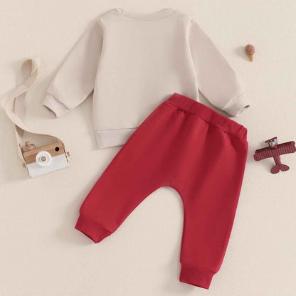 Baby Boys Soft Clothing Sets Toddler Cute Two Piece Outfit Long Sleeve Tractor Print Sweatshirt and Trousers Set Autumn Winter Jogging Suit
