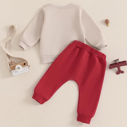 Baby Boys Soft Clothing Sets Toddler Cute Two Piece Outfit Long Sleeve Tractor Print Sweatshirt and Trousers Set Autumn Winter Jogging Suit 