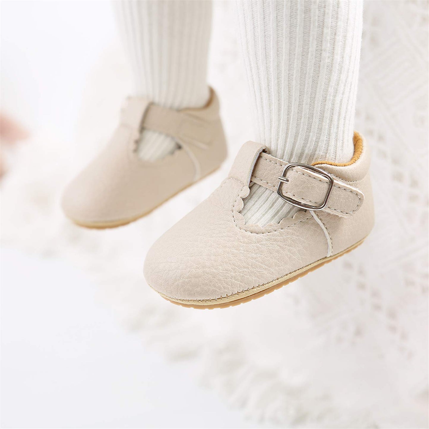 RVROVIC Baby Mädchen Mokassins Prinzessin Mary Jane Flache Kleider Schuhe Premium Leichte Weiche Sohle Krippe Schuhe Kleinkind Schuhe