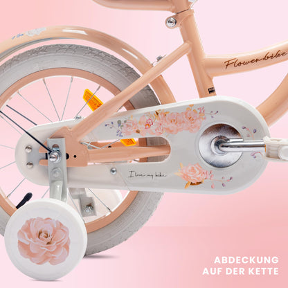 sun baby Mädchenfahrrad Flower Bike Radgröße zur Auswahl, mit Abnehmbarer Schubstange, Kinderfahrrad für Mädchen von 2 bis 6 Jahre