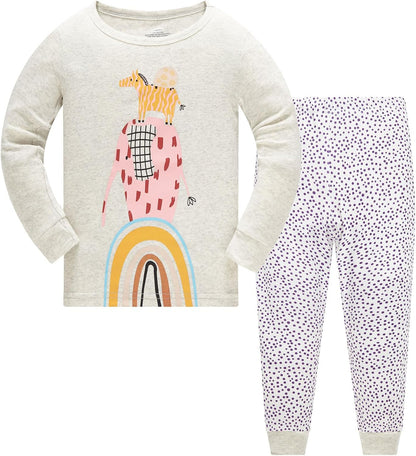TEDD Girls' Pyjamas, Cotton, Cute, Unicorn, Long Sleeves, Two-Piece Pyjamas Set, Kids’ Sleepwear, Winter, Christmas, Sizes 1-12 Years