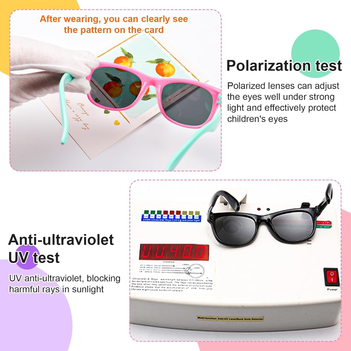 Utensilsto Pack of 3 Children's Polarised Flexible Sunglasses Silicone Frame Sunglasses for Boys Girls 2-12 Years (Pink+Red)