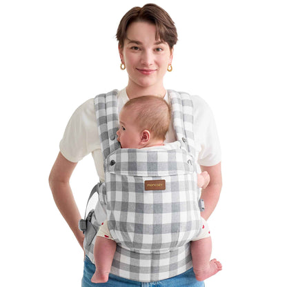 Momcozy Babytrage aus 100% Baumwolle – Baby Carrier für Kleinkind (3-24 Monate, 3,2-20 kg) · Ergonomische M-Position · X-Rücken · Taillengurt 64-127cm, Khaki