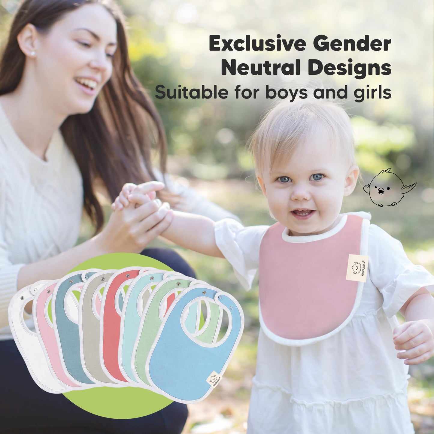 Baby Bibs for Boys &amp; Girls - 8-Pack Organic Cotton Teething Bibs - Baby Bibs for Girls &amp; Boys - Large Bibs for Infants, Toddlers (Wilderness) 