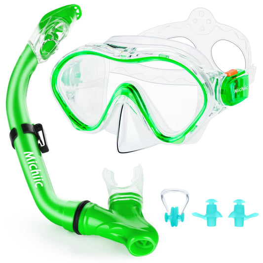 Schnorchelset für Kinder,Taucherbrille und Trocken Schnorchel,Taucherbrille Kinder mit Leichtes Atmen Dry Schnorchel, Panorama-Weitblick Tauchmaske Schnorchelmaske Tauchen Set