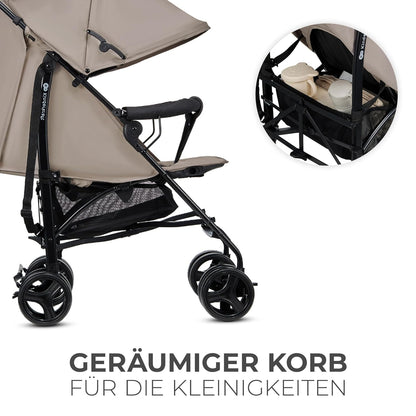 Kinderkraft TIK Kinderwagen, Liegebuggy, Sportwagen, Leicht - 6,5kg, Drehbare Vorderräder, Verstellbarer Griff, Stufenlose Einstellung der Rückenlehne, Schnelles Zusammenklappen, bis zu 17kg, Beige