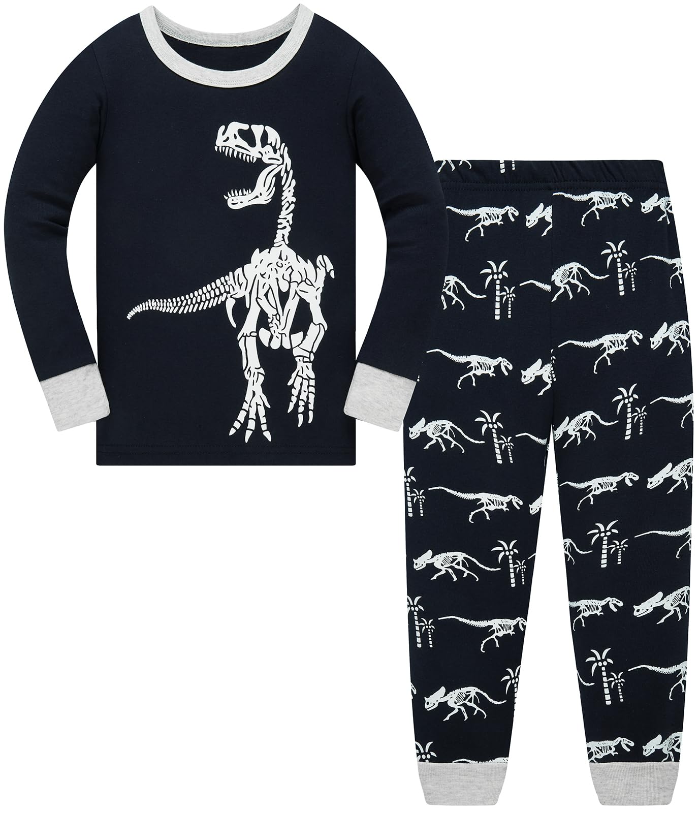Jungen Pyjamas Dinosaurier Kinder Nachtwäsche Langarm Baumwolle Winter Weihnachten Pyjama Set Größe 92-152, 1-12 Jahre