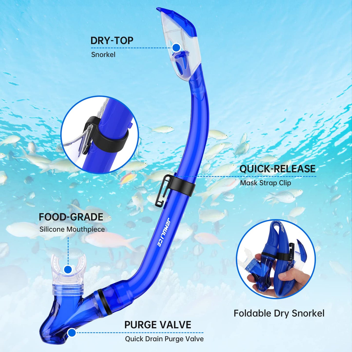 JEMULICE Taucherbrille Kinder, Schwimmbrille Kinder Schnorchelmaske für Jungen Mädchen, Tauchmaske mit Nasenabdeckung 180°Panorama HD Anti Nebel Anti-Leck Schwimmmaske für Kinder 4-16 Jahre
