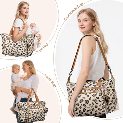 Wickeltasche mit Schnullertasche und Wickelunterlage, Wickelrucksack Multifunktions-Babytasche für Große Reisewindeltasche für Mama und Papa, isolierten Taschen-Dunkelblau
