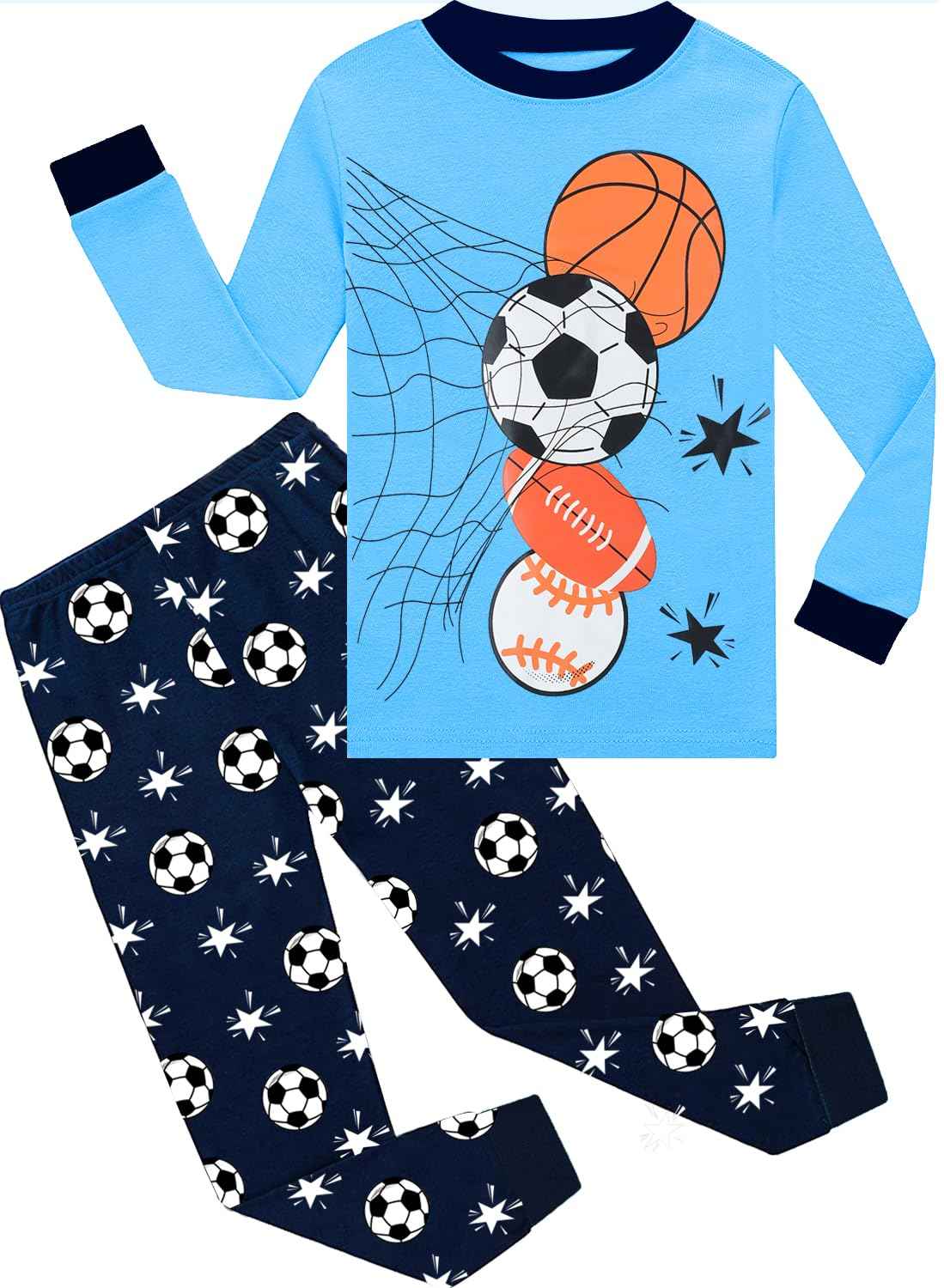 EULLA Children's Boys' Pyjamas Long Sleeve Cotton Winter Pyjama Set Fire Truck Dinosaur Digger Tractor Train Two-Piece Sleepwear 1-7 Years 92 98 104 110 116 122