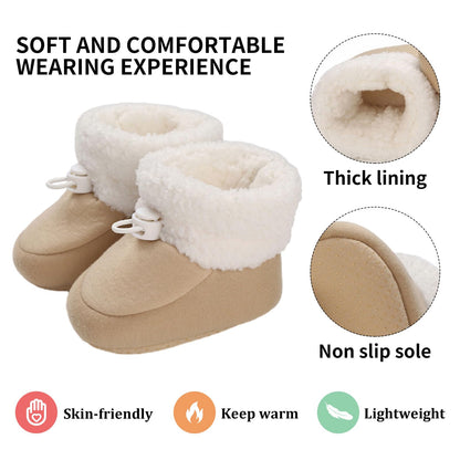 Tolaler Baby Newborn Fleece Booties Unisex, Thickened Lining, Warm Baby Winter Shoes, Adjustable Non-Slip with Soft Sole, Baby Booties/Everyday Wear (0–18 Months)