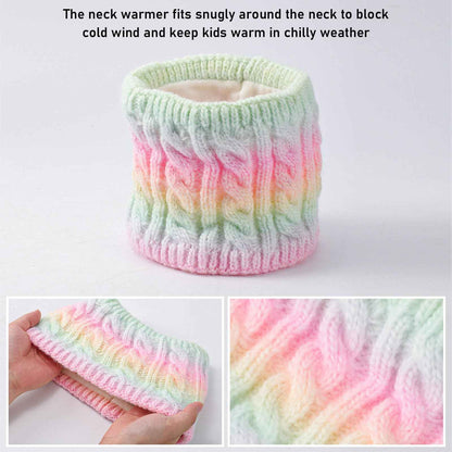 Children's Hat Scarf Gloves Set - 3-in-1 Winter Knitted Hat Scarf and Gloves Set for Children with Pom Pom Beanie, Neck Warmer & Mittens for Boys Girls Age 3-10 Years