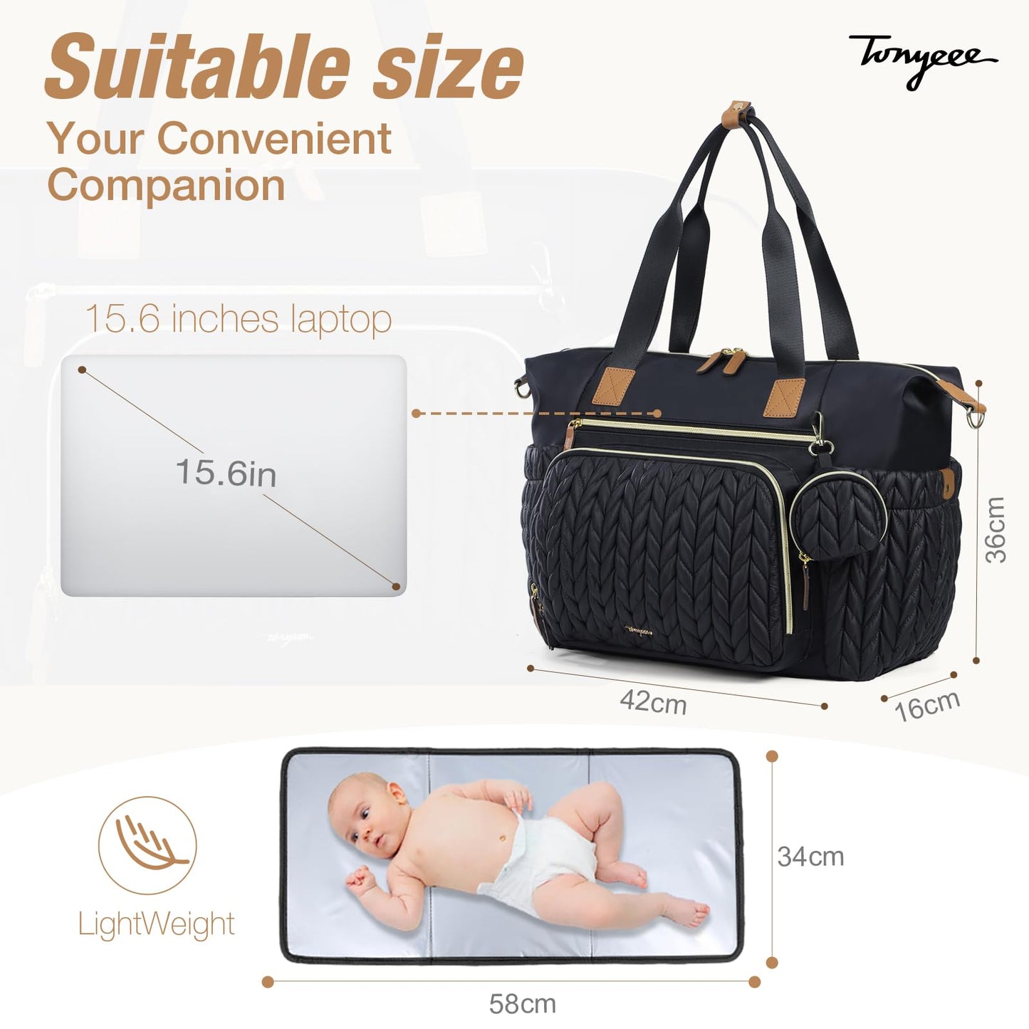 Wickeltasche mit Schnullertasche und Wickelunterlage, Wickelrucksack Multifunktions-Babytasche für Große Reisewindeltasche für Mama und Papa, isolierten Taschen-Dunkelblau