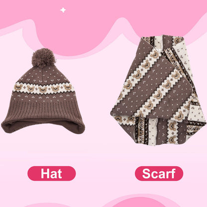 Winter Hat Girls Kids Beanie Earflap Pompom Baby Knitted Hat Girls 