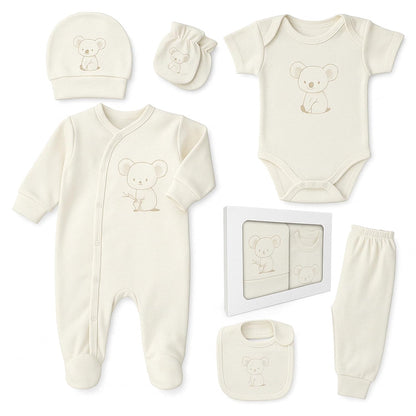 Neugeborenen Baby Geschenk Set 100% natürliche Baumwolle Erstausstattung Erstlingsausstattung Ausstattung Unisex Kleidung Geschenkset Babyausstattung für Babys 0-4 Monate (Koala)