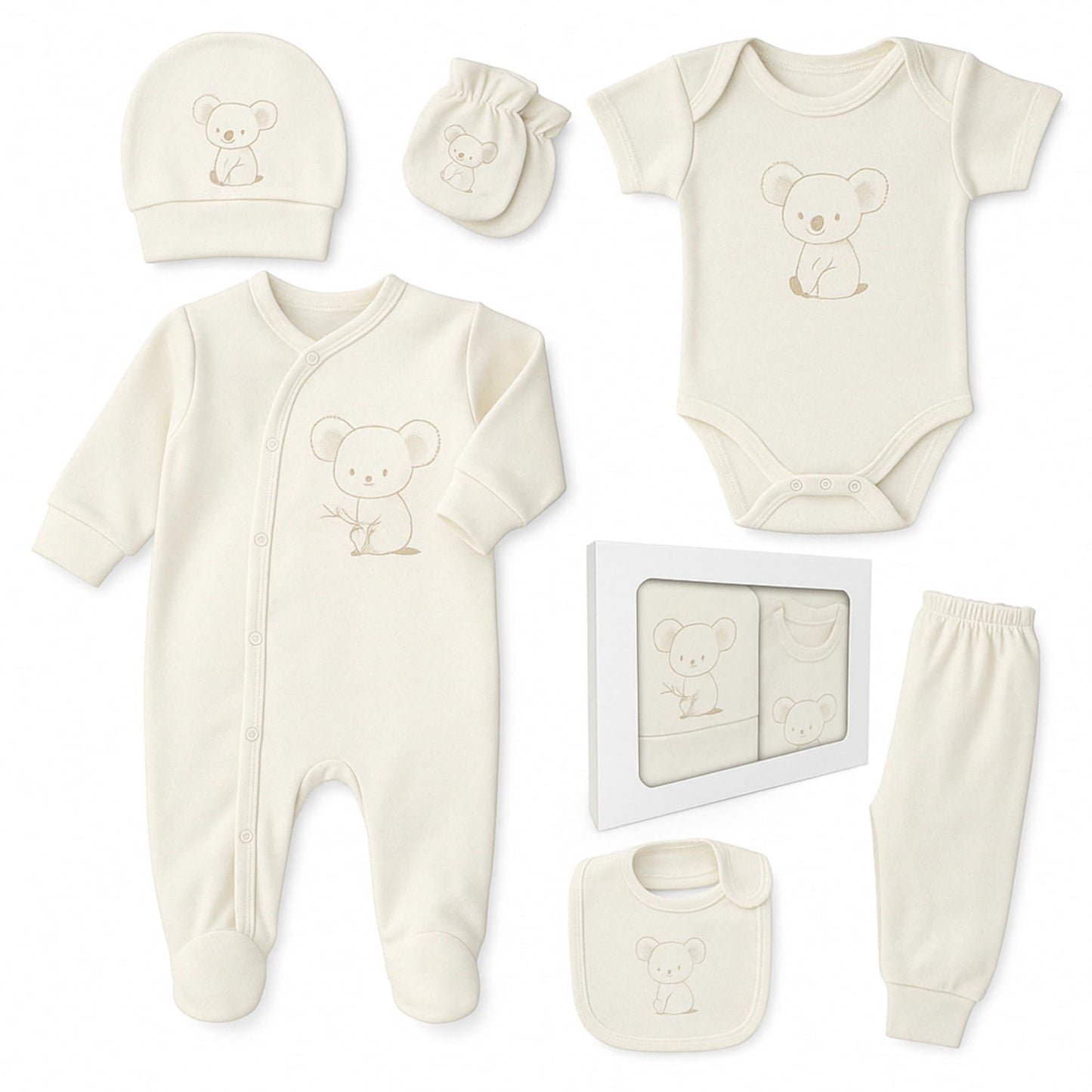 Newborn Baby Gift Set 100% Natural Cotton First Equipment Unisex Clothing Gift Set Baby Equipment for Babies 0-4 Months, koala