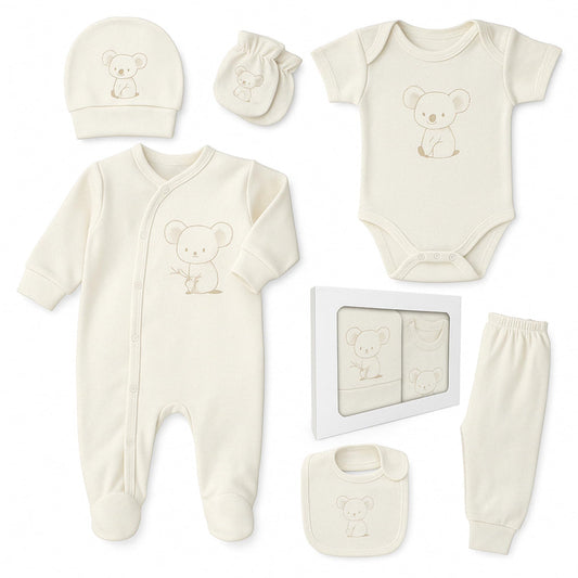 Newborn Baby Gift Set 100% Natural Cotton First Equipment Unisex Clothing Gift Set Baby Equipment for Babies 0-4 Months, koala