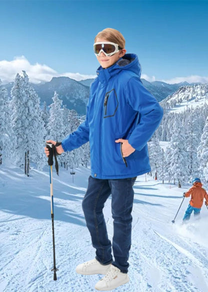 MoFiz Winter Jacket Boys Ski Jacket Warm Inner Lining Children's Outdoor Softshell Jackets Snow Jacket with Removable Hood